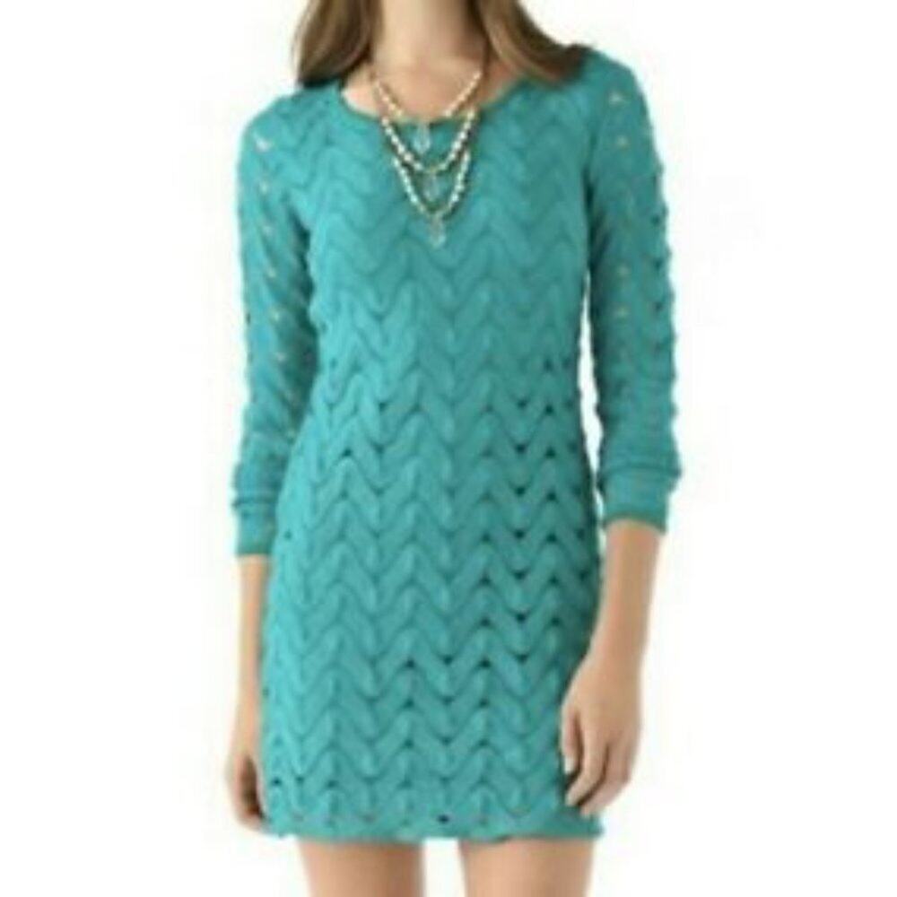 {Free People} Lace Long Sleeve Open Back Dress
